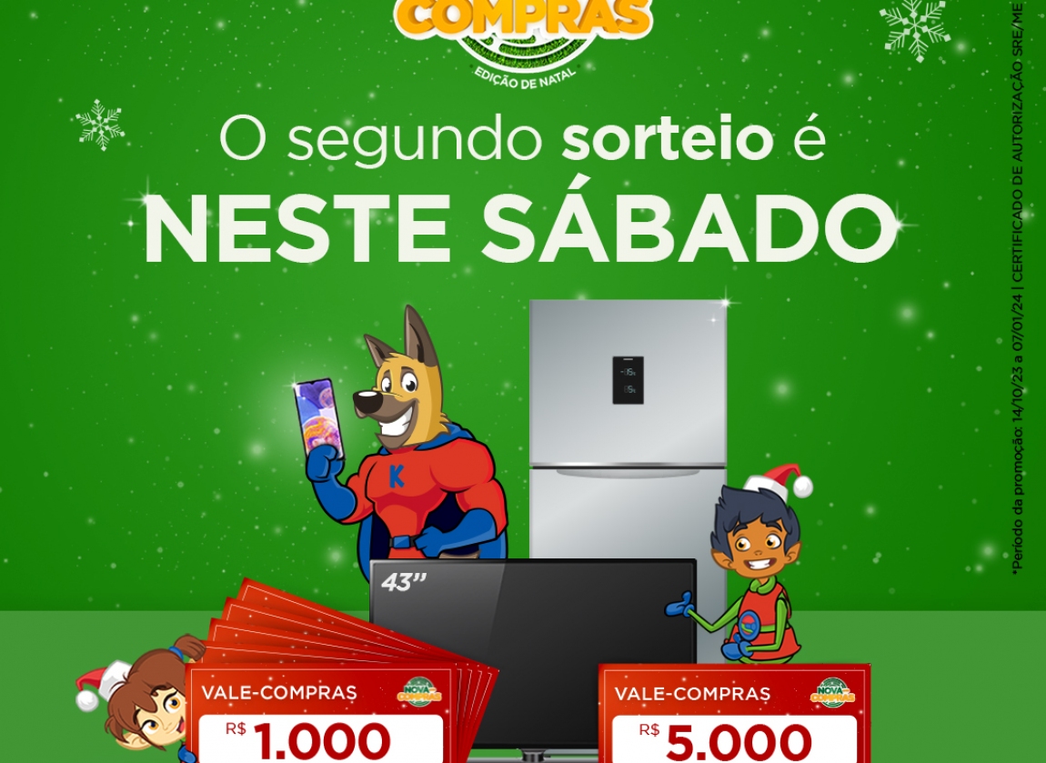 Nova em Compras 2023 terá seu 2º sorteio neste sábado (2/12)