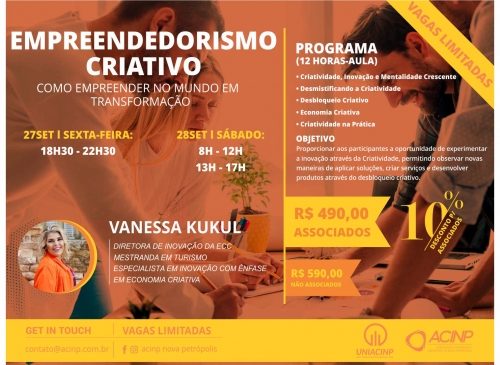 Foto-UNIACINP abre inscrições para curso de Empreendedorismo Criativo